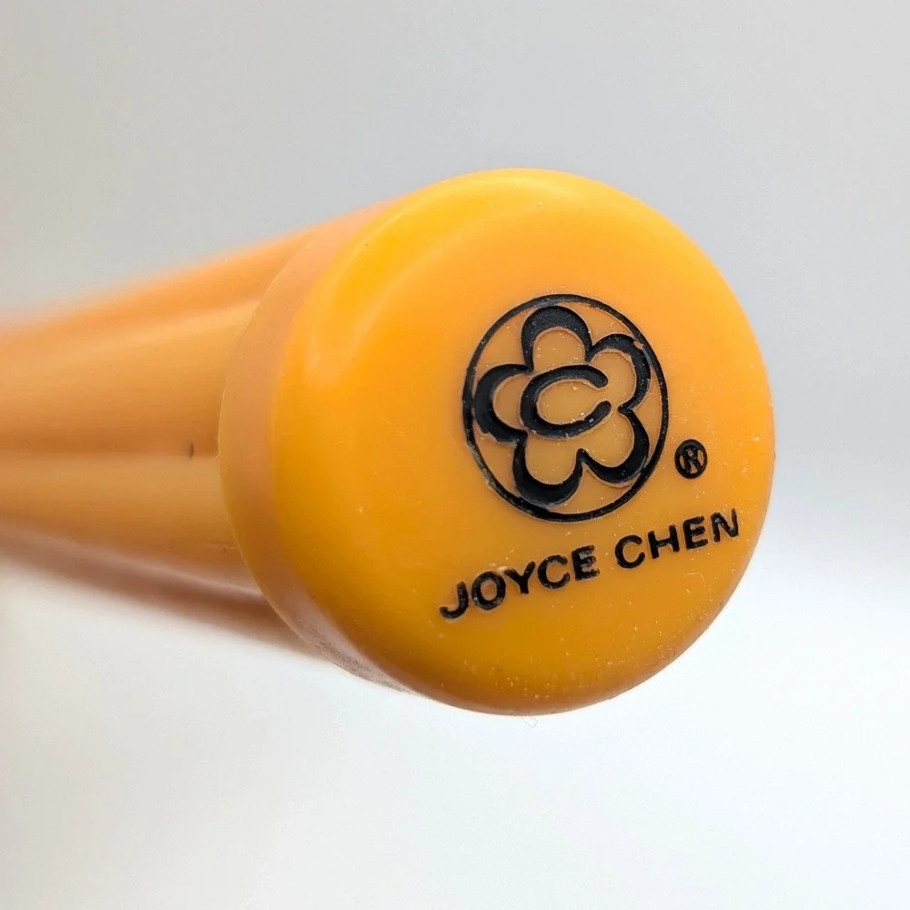 Joyce Chen Vintage Flat Push Rotary Whisk Ribbed Orange Handle Made in Japan 12